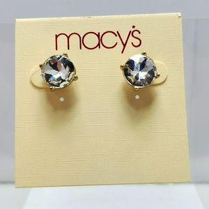 Macy's  2 Pairs rhinestone gold base earrings NWT